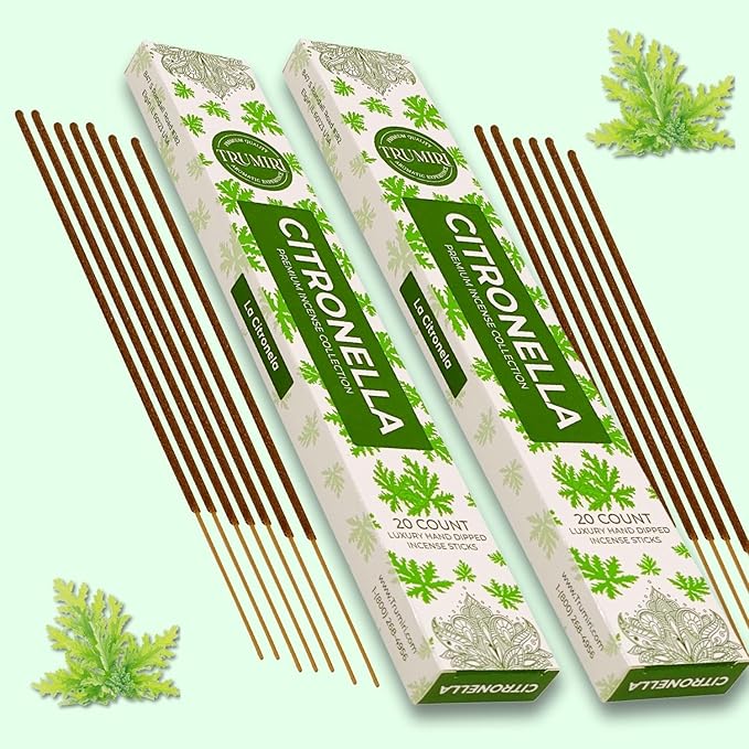 Citronella Incense Sticks for Outdoor Camping - Total 40 Insence-Sticks - Dual Pack of 20 Insense - Inciensos - Inscents - Natural Non Toxic Ingredients - Incents - Incence - Inscense