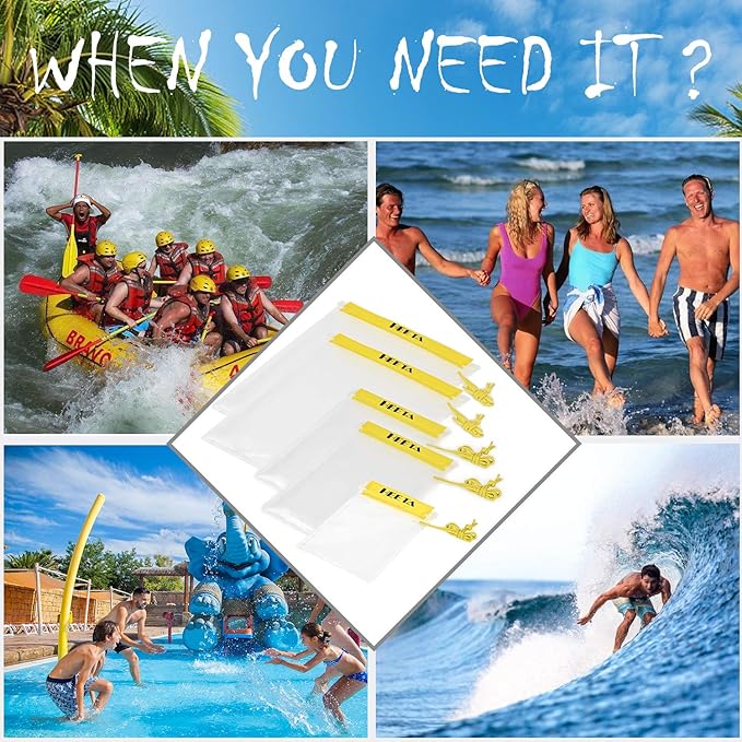 HEETA 2-Pack Waterproof Pouch with Waist Strap, Transparent Screen Touchable Dry Bag Bundled with 5-Pack Clear Waterproof Dry Bag