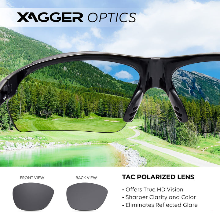 Xagger Polarized Wrap Around Sport Sunglasses for Men Women UV400 Baseball Softball Running Cycling Glasses
