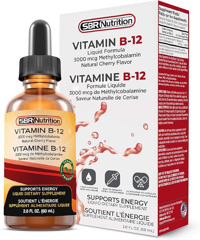 Vitamin B12 Sublingual Liquid Drops - Methylcobalamin, VIT B 12 Supports Energy, Max Absorption, 3000mcg Per Serving, 60 Servings, Non-GMO, Vegan Friendly, Manufactured in The USA