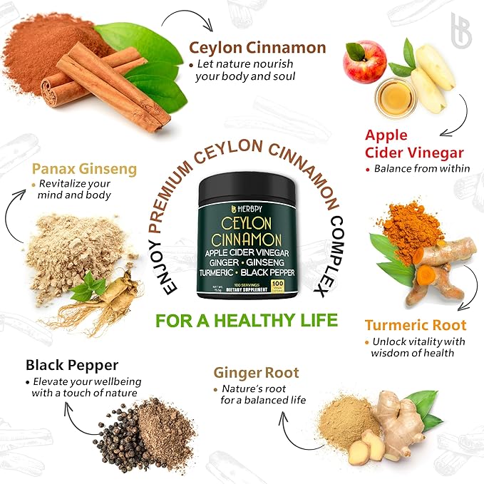 Bundle 7in1 Cloves Supplement & 6in1 Premium Ceylon Cinnamon Supplements - Support Immune, Digestion Health and Body Balance
