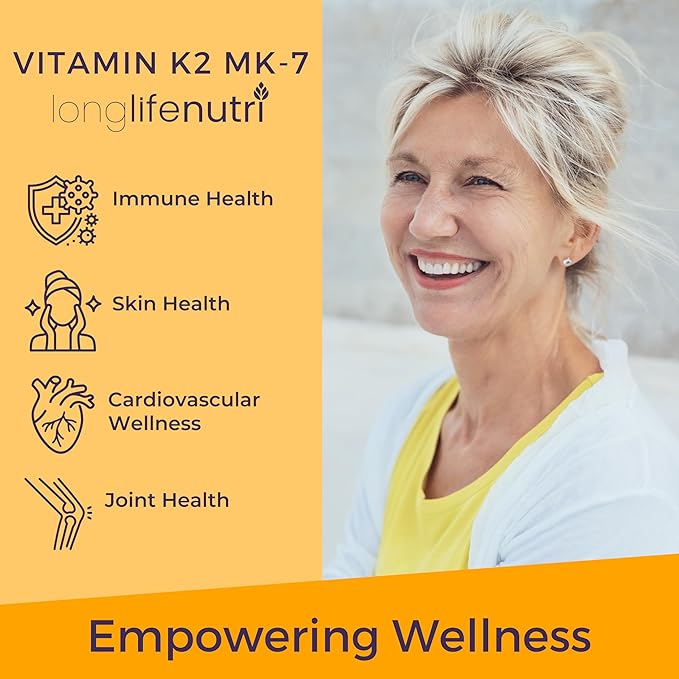 Vitamin K2 MK-7 100mcg – Nutrient Support for Bones and Circulation, 120 Vegetarian Capsules, 4-Month Supply, Lab Tested, Made in The USA, Non-GMO