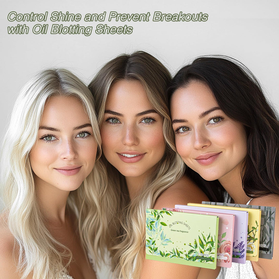 Oil Blotting Sheets for Face - MAQIHAN 5 Scents,750 Counts Oil Absorbing Sheets Blotting Paper for Oily Control Skin Paper,Must Have Face Oil Sheets Premium Bamboo Charcoal Blotter Paper for Women