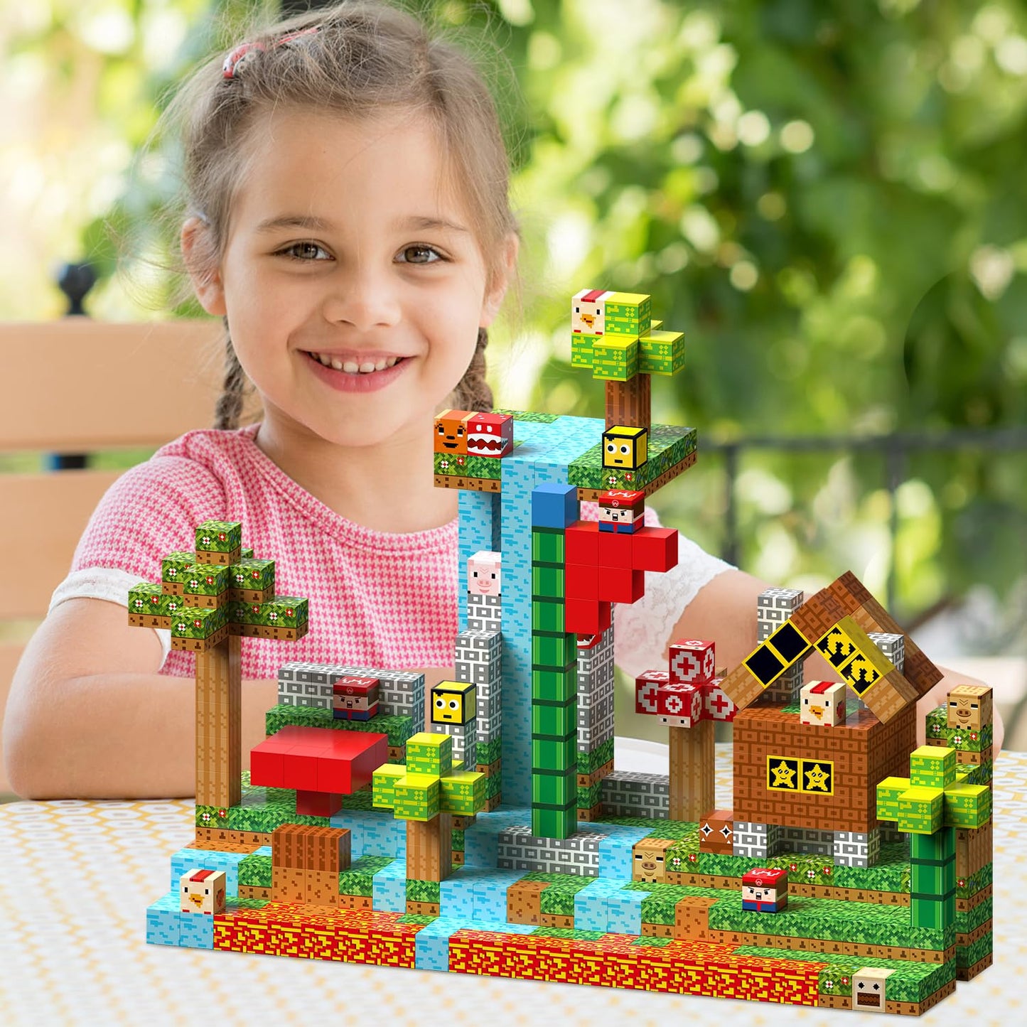 104 PCS Magnetic Blocks Building Toys, Build 3D Magnetic Building Blocks Set for Kids Ages 3+, Magnet Blocks STEM Sensory Educational Christmas Birthday Gifts Construction Toys, Birthday Gift for Kids