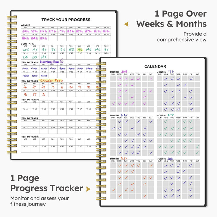 Fitness Workout Journal for Women & Men, A5(5.5" x 8.2") Workout Log Book Planner for Tracking, Progress, and Achieving Your Wellness Goals - Black(New)