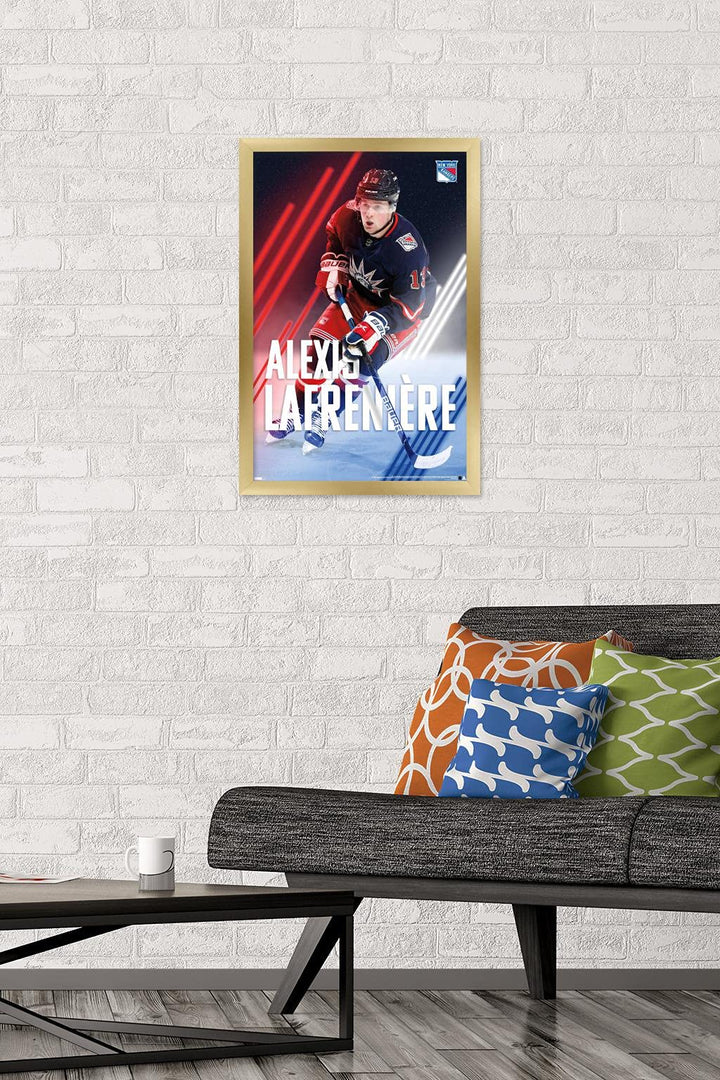 Trends International NHL New York Rangers-Alexis Lafrenière 20 Wall Poster, 14.725" x 22.375", Gold Framed Version