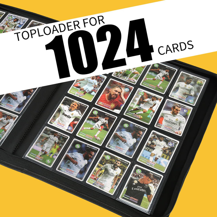 Trading Card Binder 16 Pocket, GERMUN PU Cover Card Binder for 1000+ Cards, Premium Trading Card Holder Folders, Double Sided Pocket Card Album for MTG, TCG (Black)