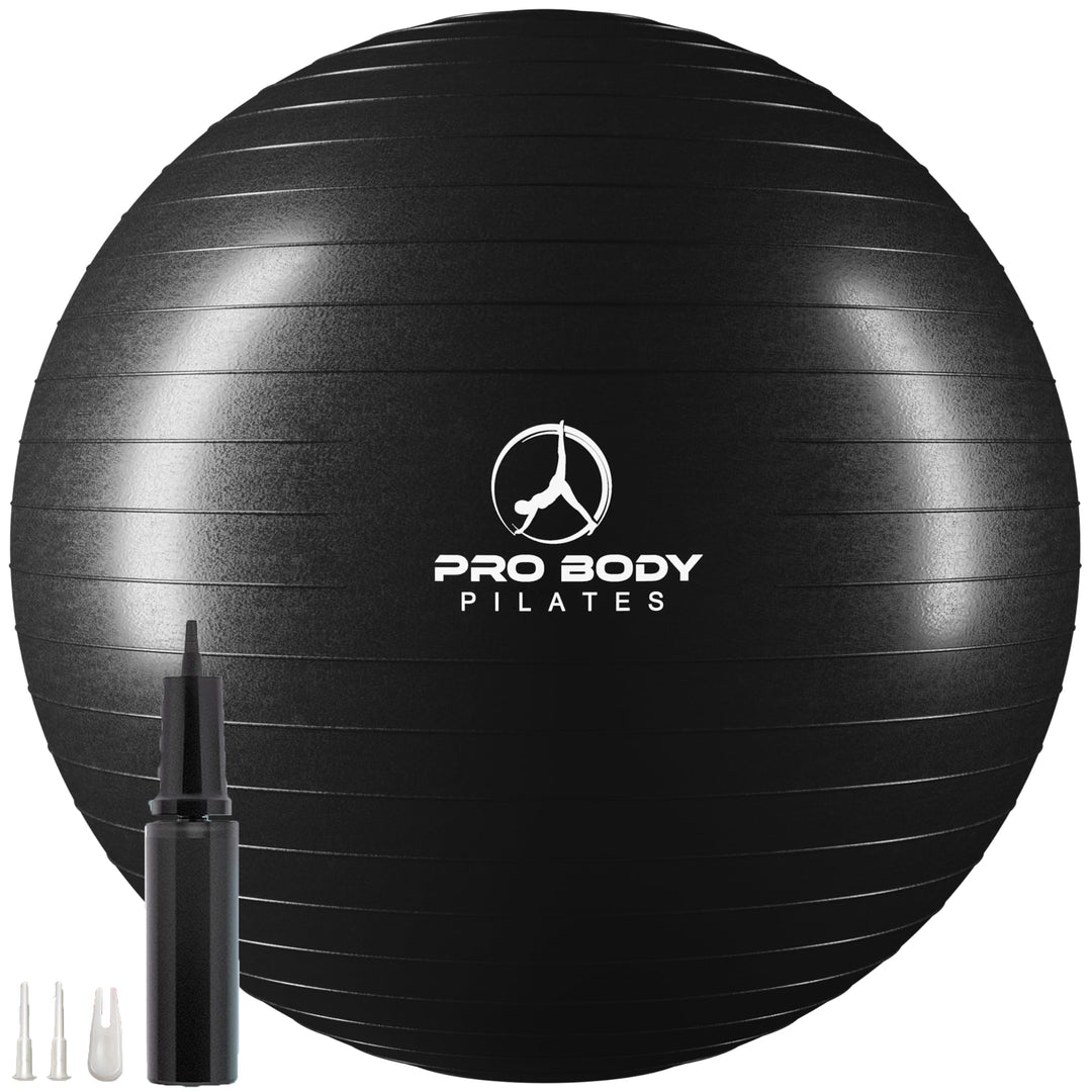 ProBody Pilates Ball Exercise Ball Yoga Ball, Multiple Sizes Stability Ball Chair, Gym Grade Birthing Ball for Pregnancy, Fitness, Balance, Workout at Home, Office and Physical Therapy (Black, 65 cm)