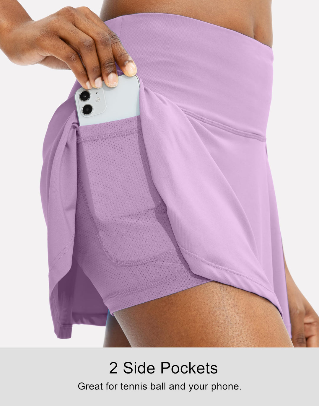 SANTINY Pleated Tennis Skirt for Women with 4 Pockets Women's High Waisted Athletic Golf Skorts Skirts for Running Casual (Light Purple_XXS)