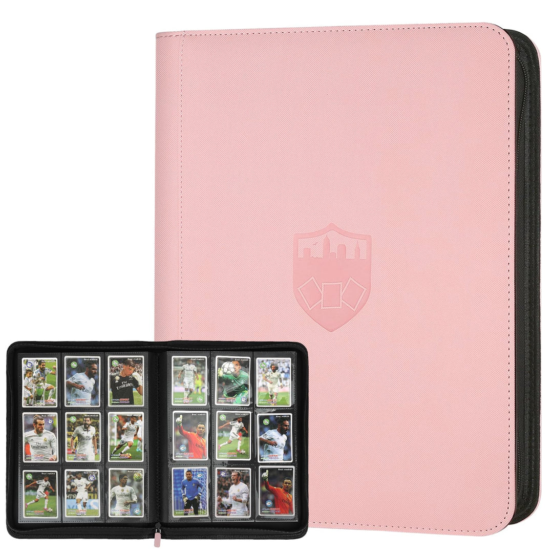 Trading Card Binder 9 Pocket, GERMUN PU Cover Card Binder for 360 Cards, Premium Trading Card Holder Folders, Double Sided Pocket Card Album for MTG, TCG (Pink)