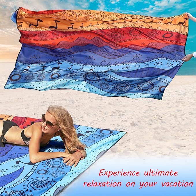 AISPARKY Beach Blanket Waterproof Sandproof, Oversized Large Beach Mat 79" X 83"/120"x108" for 1-8 Adults, Quick Drying&Compact&Lightweight, Picnic Mat Vacation Essentials for Beach Camping Travel