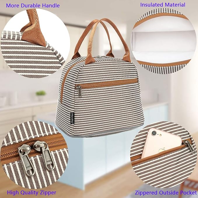 FlowFly Insulated Lunch Cooler Bag - Tote Bag Organizer for Women/Men, Coffee