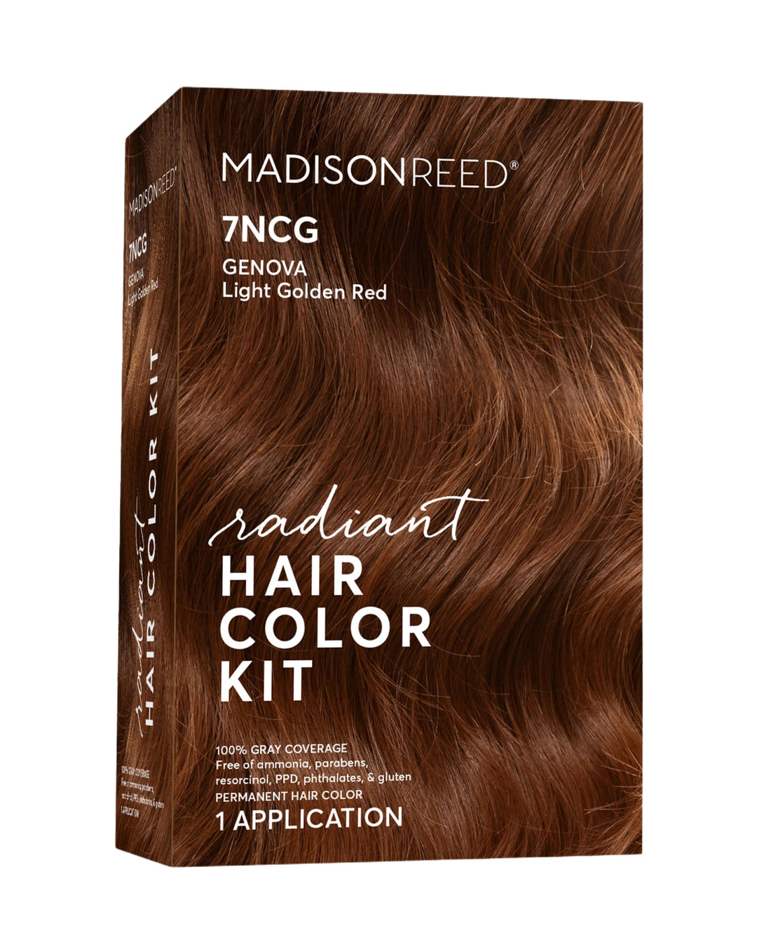 Madison Reed Radiant Hair Color Kit, Light Golden Red for 100% Gray Coverage, Ammonia-Free, 7NCG Genova Red, Permanent Hair Dye, Pack of 1