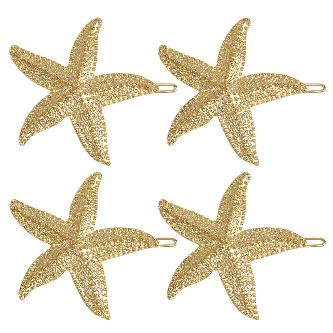 Auear, 4 Pack Starfish Hair Clips Bridal Hairpin Metal Hair Pins Sea Star Hair Clip Pretty Beach Hair Pin For Wedding Women Girl