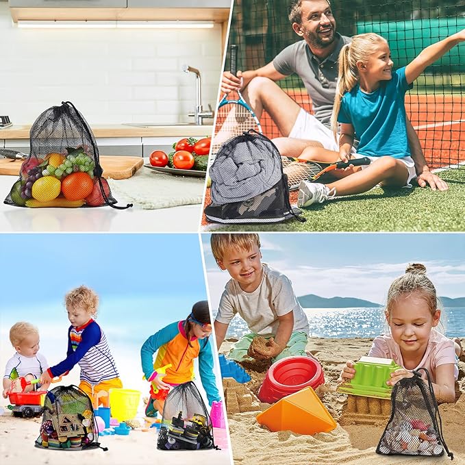 iMucci 13"X15.5" 24Pcs Mesh Laundry Drawstring Bag Nylon Drawstring Gym Bag with Cord Lock Closure