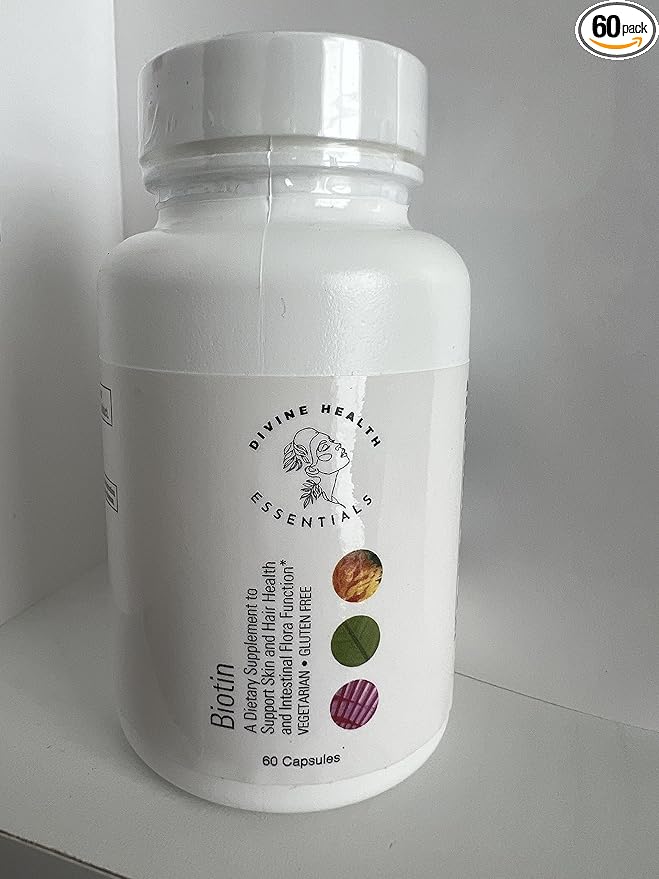 Biotin - 2000 mcg - 60 Capsules Supports Skin and Hair Health. Supports Intestinal Flora Function Vegetarian and Gluten Free