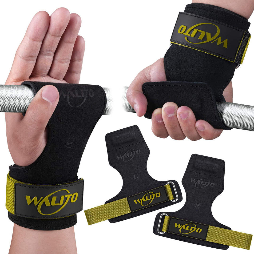 Walito Wrist Straps for Weightlifting - Double Layer Leather Lifting Straps for Gym Deadlift and Powerlifting, with Adjustable Neoprene Padded Wrist Wraps for Men/Women Weight