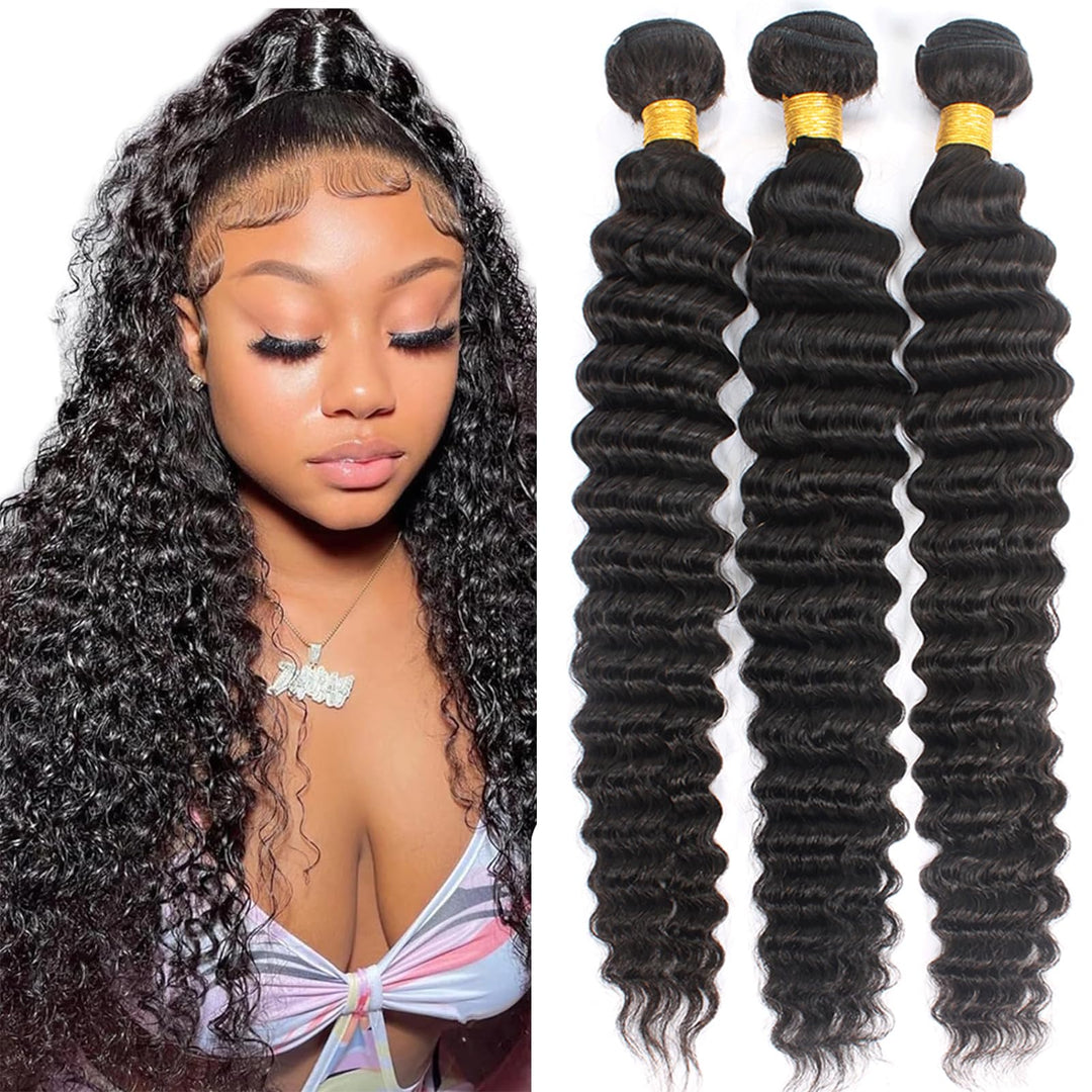 12A Deep Wave Bundles Human Hair Pineapple Wave 3 Bundles 24'' 26'' 28'' 300G 100% Unprocessed Virgin Brazilian Deep Wave Human
