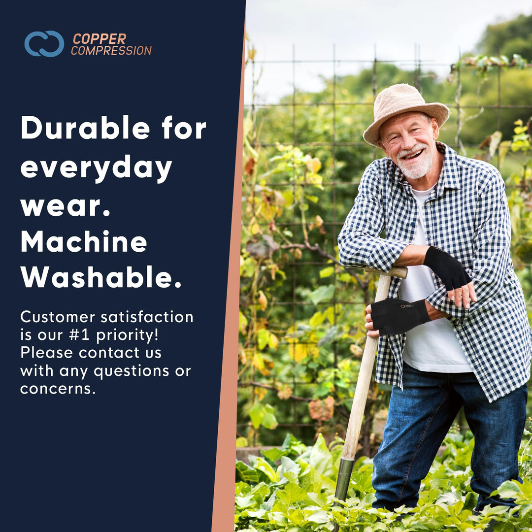 Copper Compression Arthritis Gloves | Fingerless Arthritis Carpal Tunnel Pain Relief Gloves For Men & Women | Hand Support Wrist Brace For Rheumatoid, Tendonitis, Swelling, Crocheting - Grey XS