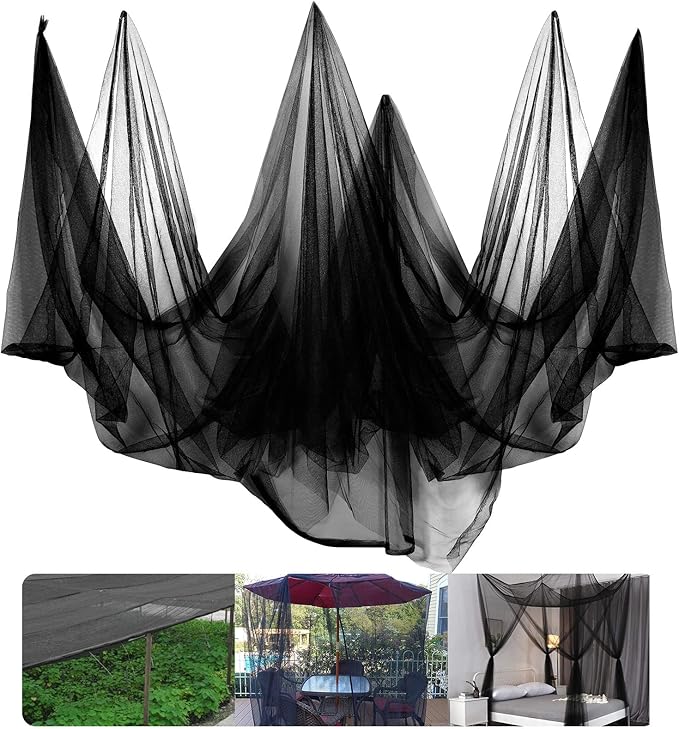 39x10Ft Mosquito Netting Garden Mesh Netting,Fly Bird Net Barrier Hunting Blind Plant Protecting Net, 3x12m Black
