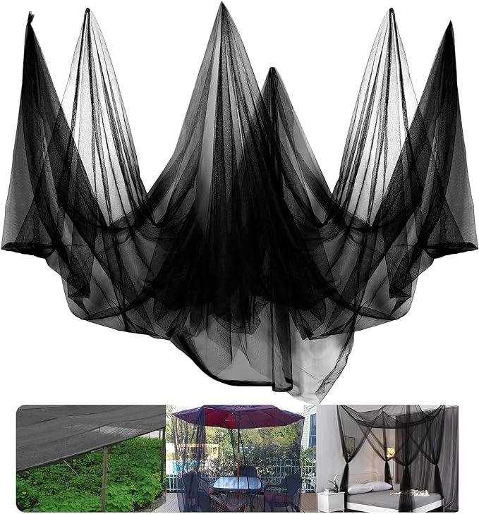39x10Ft Mosquito Netting Garden Mesh Netting,Fly Bird Net Barrier Hunting Blind Plant Protecting Net, 3x12m Black