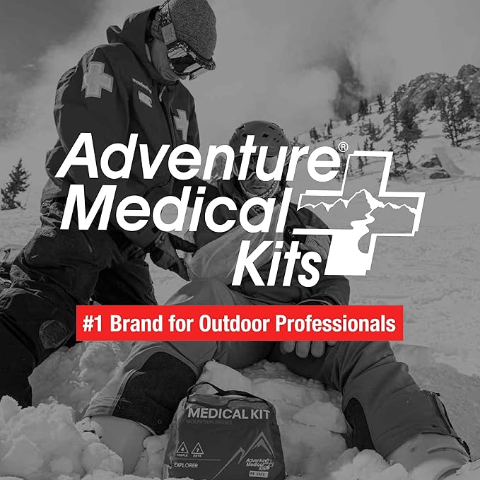 Adventure Medical Kits Mountain Series Medical Kit - Explorer - Emergency Medical First Aid Kit - For 4 People for 7 Days - Comes with a Trauma Pad, Medicine, Guide Book & More