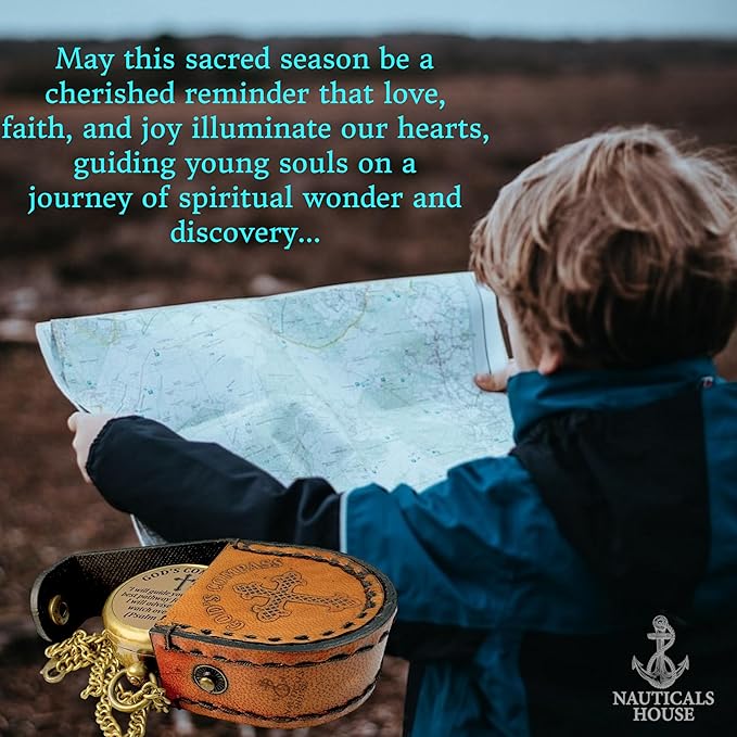 Bible Verse Brass Compass – “I Will Guide You and Watch Over You” (Psalm 32:8) | Christian Gift for Boys, Girls, Teens, Adults | Faith Keepsake for Graduation, Baptism, Confirmation, Prayer Gift