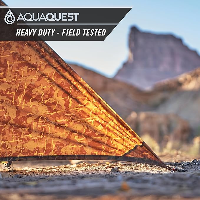 AquaQuest Defender Camping Tarp - Heavy Duty Tent Shelter or Rain Fly - Waterproof Camping Essentials for Hiking, Bushcraft & Hammock, 20 x 13 ft, True Terrain