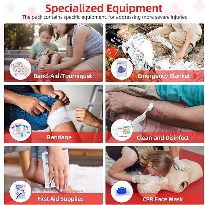 300pcs Professional First Aid Kit, Travel Trauma Emergency Kit with Basic First Aid Supplies and Survival Kit, Portable EVA Medical Kit for Backpacking, Home, Car, Climbing, Camping