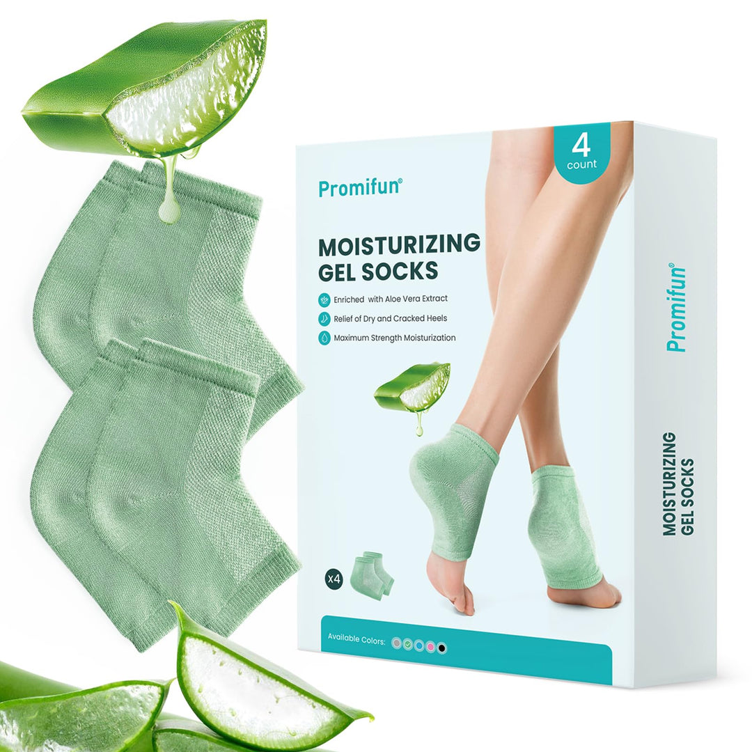 Moisturizing Heel Socks for Cracked Heel Treatment - Promifun 2 Pairs Moisturizer Socks - Heel Socks for Dry Cracked Feet - Cracked Heel Repair - Heel Socks for Women & Men (Green)