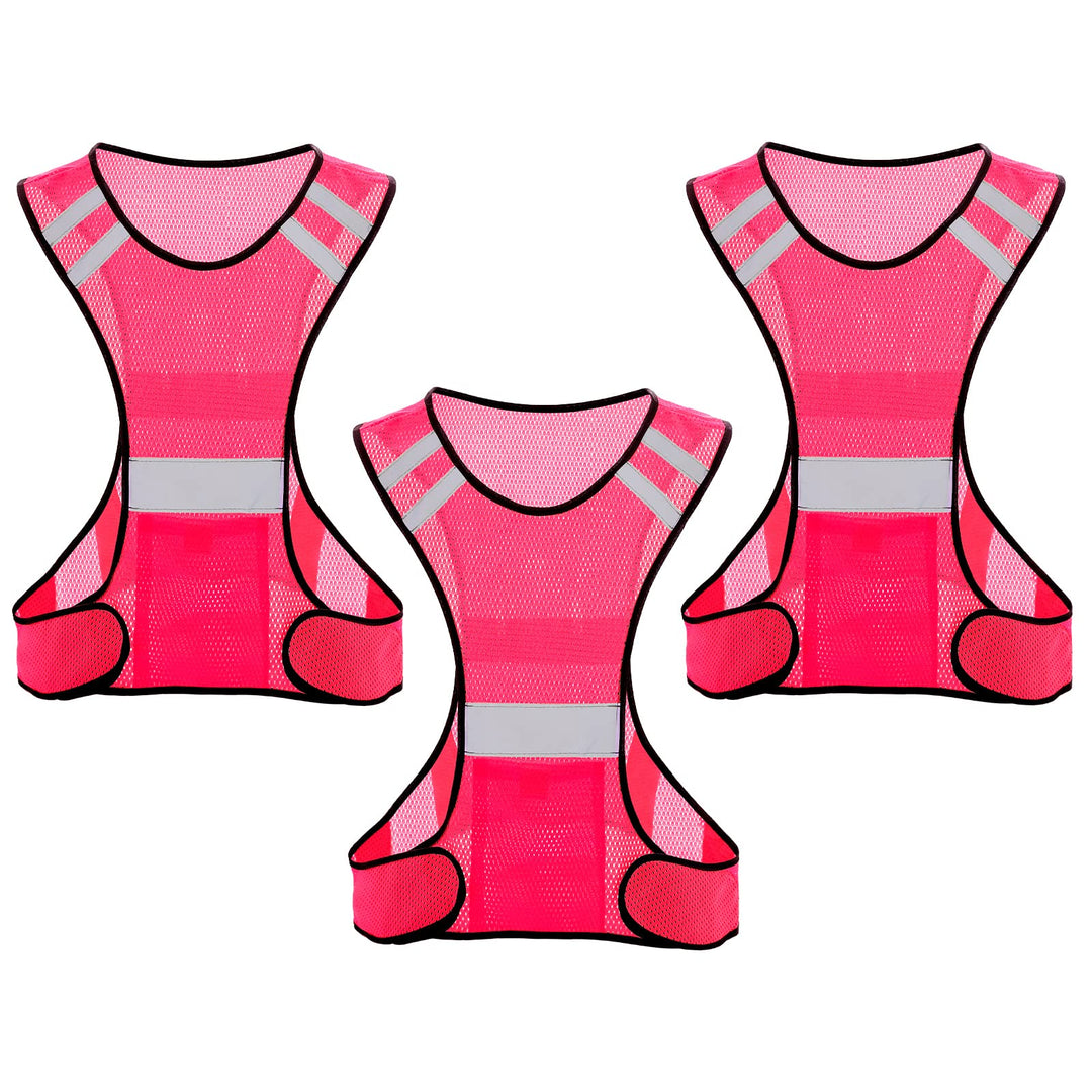 TCCFCCT Reflective Safety Running Vest for Men Women Running Gear for Walking at Night, 3pack Pink, One size