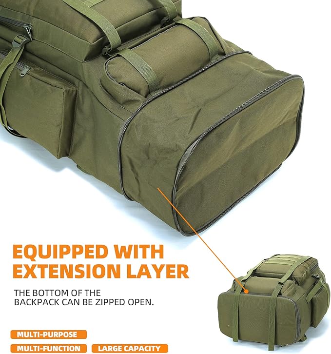 70L/100L Hiking Camping Backpack MOLLE Rucksack Waterproof Daypack for Traveling (Army Green)
