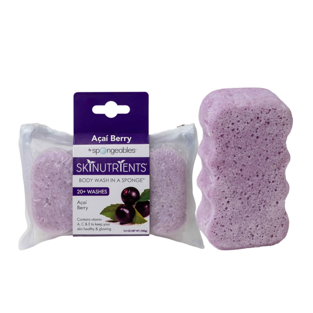 Spongeables Body Wash In A 20+ Wash Sponge, Acai Berry, 1 Count, 20+ Washes, 3.5Oz