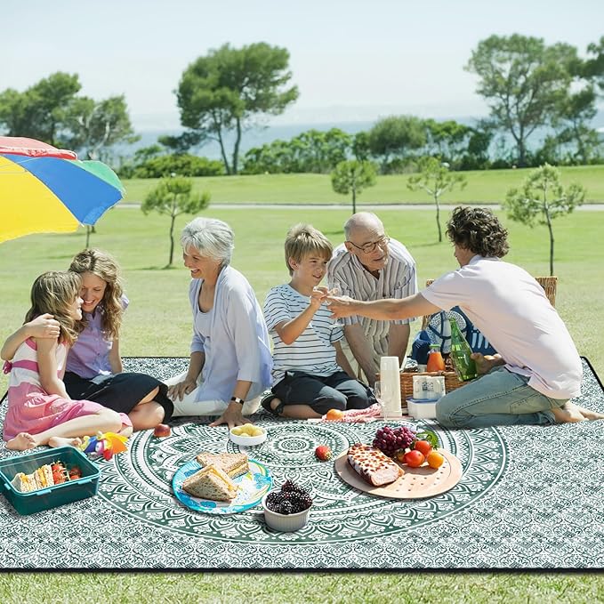 80x80 Picnic Blankets Waterproof Sandless Folding Outdoors Camp Excersise Rug Huge Boho Floor Gym Meditation Mat Yard Blanket Giant Pet Camping Items Beach Trips Garden Necessities Gift Ideas
