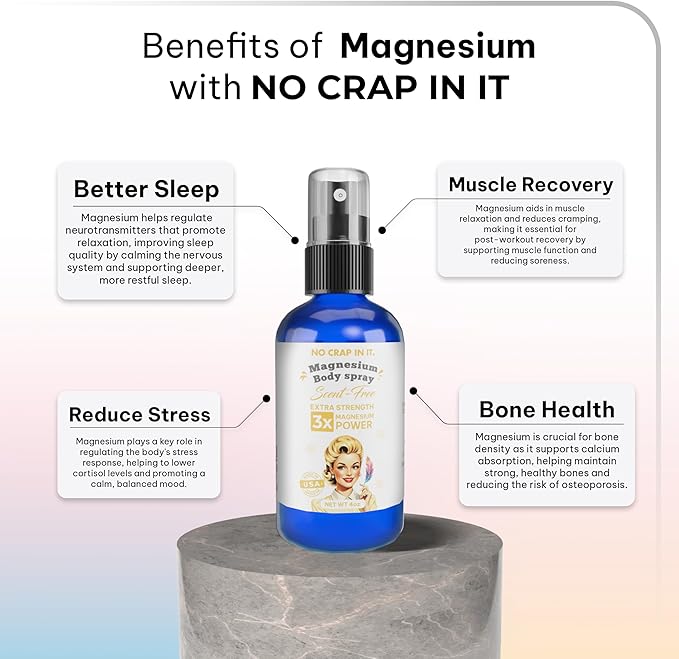 Magnesium Spray, Triple Action!- Spray Your Way to Wellness | Immediate Relief with Our Unique Magnesium Glycinate, Magnesium Citrate, Magnesium Chloride Blend Spray (Scent Free)