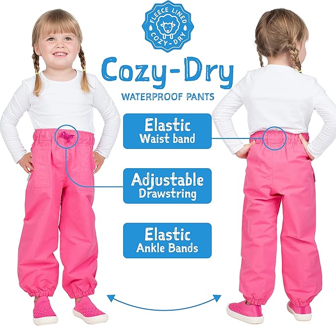 JAN & JUL Waterproof Fleece Lined Snow and Rain Pants for Toddlers and Kids