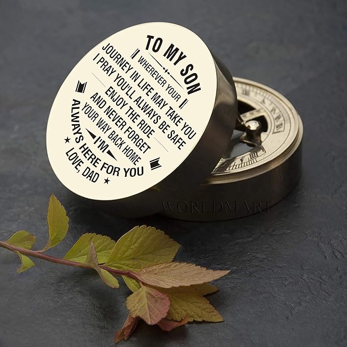 Personalized Compass, Gift for Son, to Our Son, Mom to Son, Dad to Son, Boyfriend, for Customized Compass