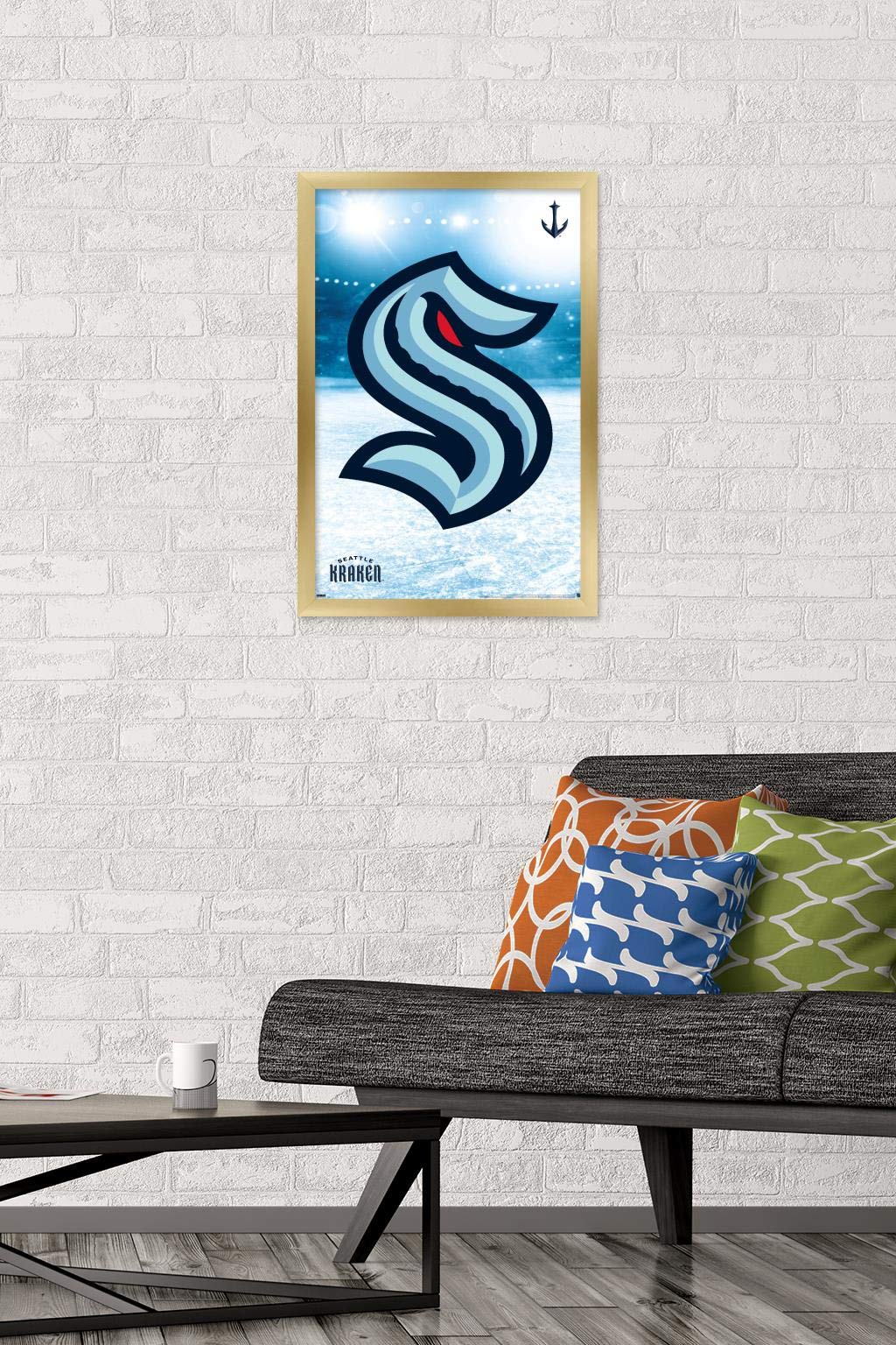 Trends International NHL Seattle Kraken - Logo 20 Wall Poster, 14.725" x 22.375", Gold Framed Version