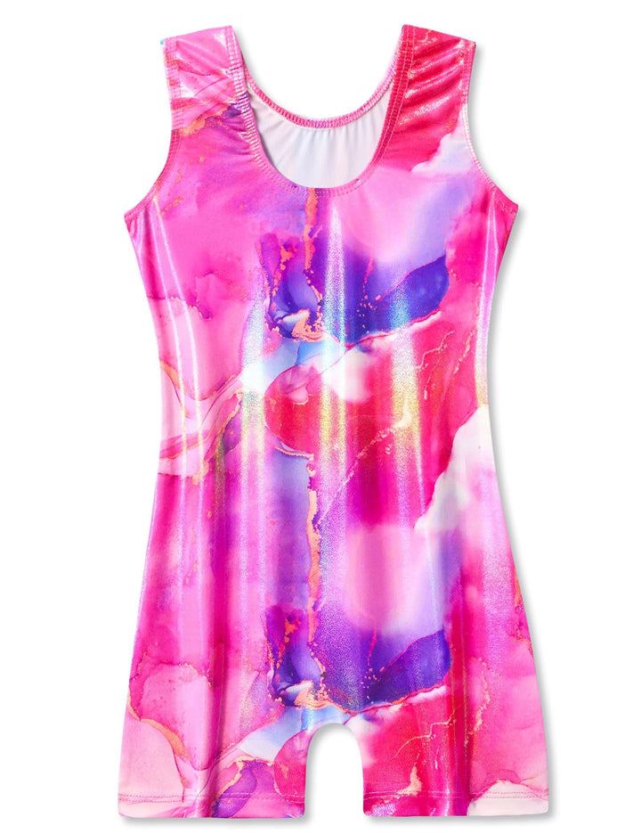 Domusgo Girls Leotard for Gymnastics Size 5-6 Years Old Pink Gold Tank Unitards One Piece Tumble Outfits