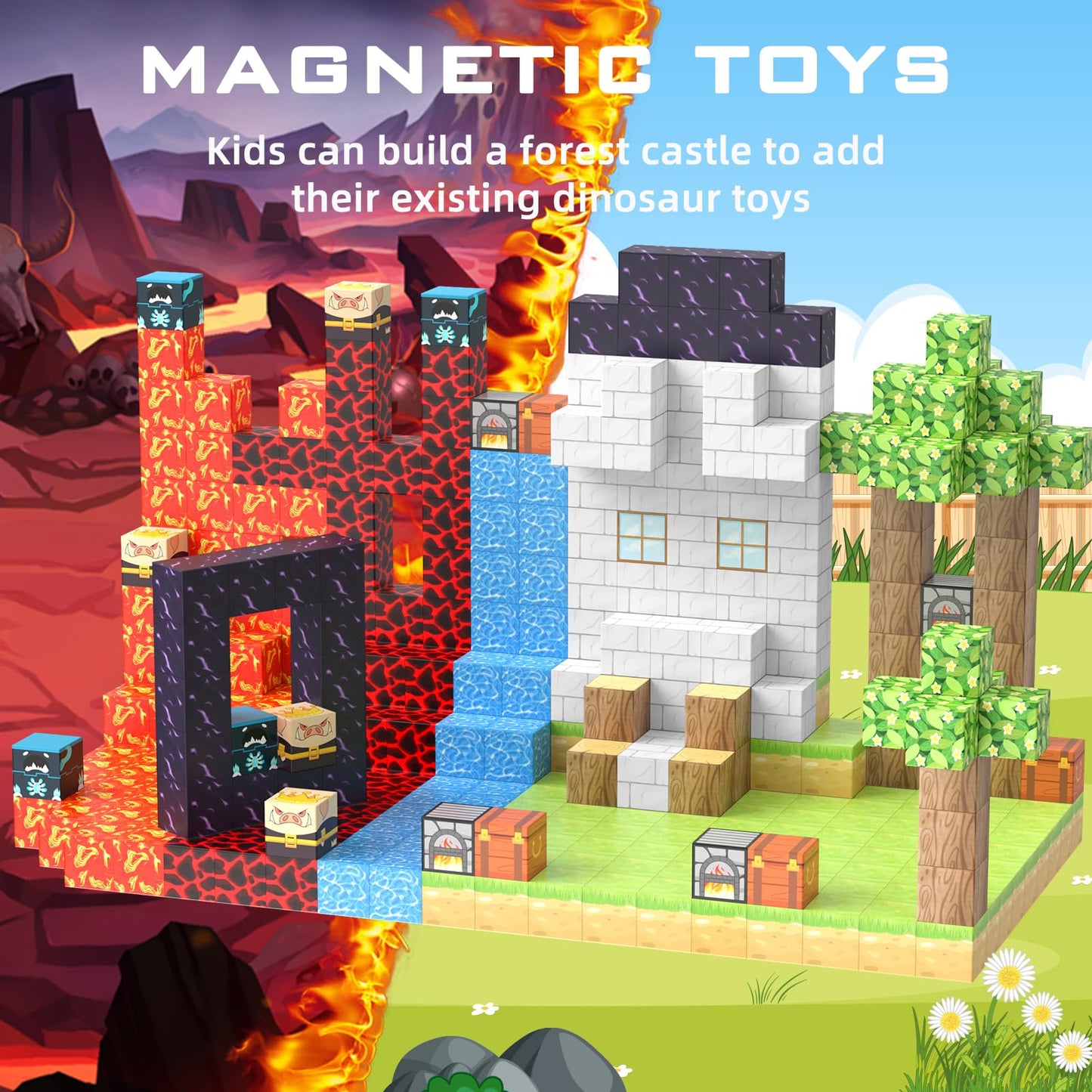 100PCS Magnetic Building Blocks [Upgrade 1 Inch/2.5cm] Building Block Toys for Kids Ages 3+, STEM Montessori Sensory Toys for Toddlers, Christmas Birthday Gift for Kids Ages 4 5 6 7 8 9