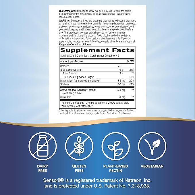 Nature’s Way Sleep Well Gummies, Sleep Support for Adults*, with Melatonin, Ashwagandha and Magnesium, Berry Flavored, 90 Gummies