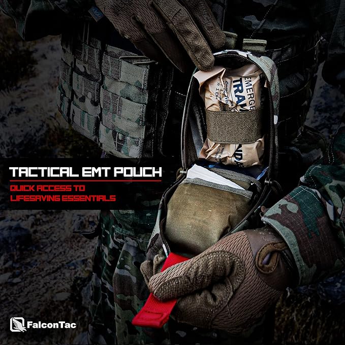 Tactical EMT Pouch Everyday Carry First Aid Pouch with Molle System and Tourniquet Holder