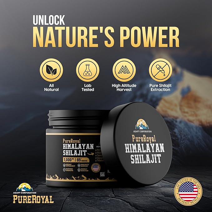 Himalayan Shilajit Resin – High Potency, 1100 MG Himalayan Extract, 75%+ Fulvic Acid, Energy, Wellness & Immunity Support, 85+ Trace Minerals, Lab Tested, 50g Jar, 46 Servings