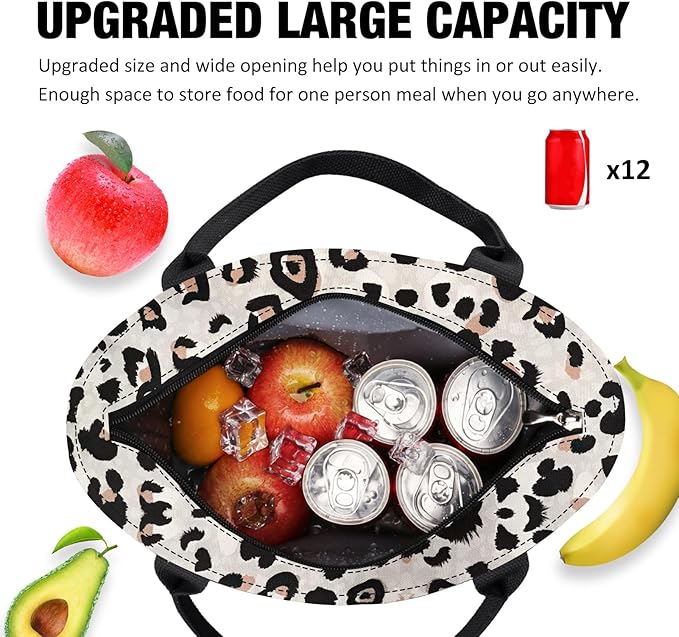 Aosbos Leopard Lunch Bag Women Lunch Bags for Adult Lunch Box for Women Leakproof Insulated Lunch Box Lunch Tote Bag Lunch Cooler Bags, Loncheras Para Mujer, Leopard Print
