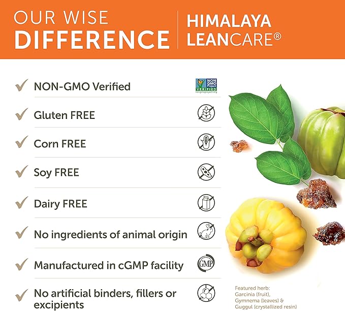 LeanCare Herbal Supplement for Weight Support, Promotes Healthy Body Weight and Metabolism, Garcinia, Gymnema, Guggul, Non-GMO, Vegan, 600 mg, 120 Vegetarian Capsules, 30 Day Supply