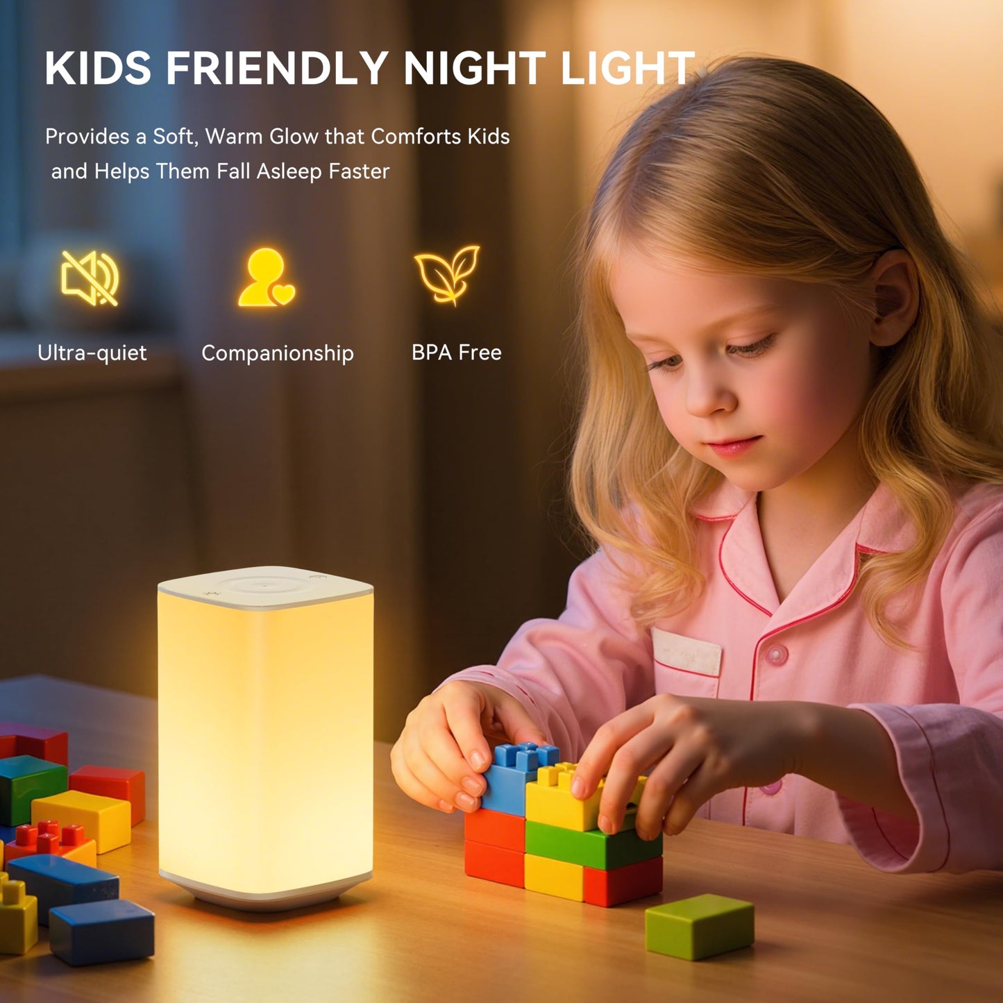 Auxmir Night Light, 4000mAh Rechargeable LED Table Lamp, Touch Bedside Lamp with RGB Colors, Dimmable Brightness, Remote Control, Portable Light for Children, Kids, Bedroom, Living Room, Camping