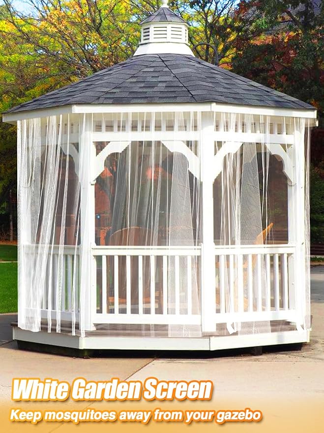 Mosquito Net for Patio - 10Ft x 40Ft for Each Garden Mesh Screen Barrier, Super Dense Patio Netting for Balcony Porch Protecting Your Skin Plants Vegetables DIY (White)