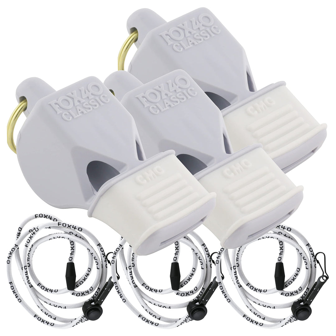 Fox 40 Classic CMG w/Breakaway Lanyard 3 Pack (White)