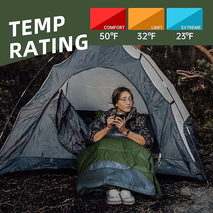 BISINNA 0 Degree Winter Sleeping Bags(480GSM) for Adults-Cold Weather Camping Sleeping Bag-Comfortable Warm Portable Sleeping Bags with Pillow Compression Sack for Backpacking Hiking Outdoor