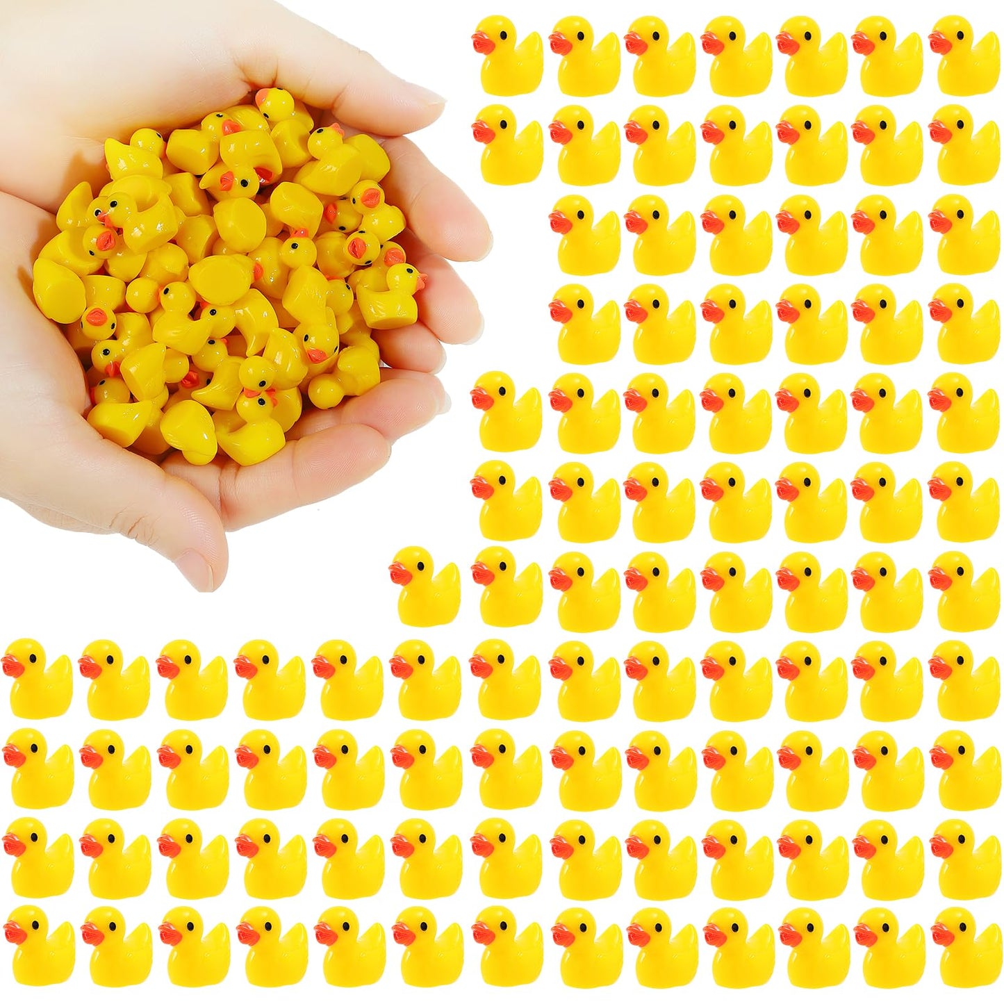 100 Pcs Mini Resin Ducks Bulk Tiny Ducks Set for Potted Miniature Decoration Garden Dollhouse Cake Decoration DIY Slime Kit Craft Charms Party Toys